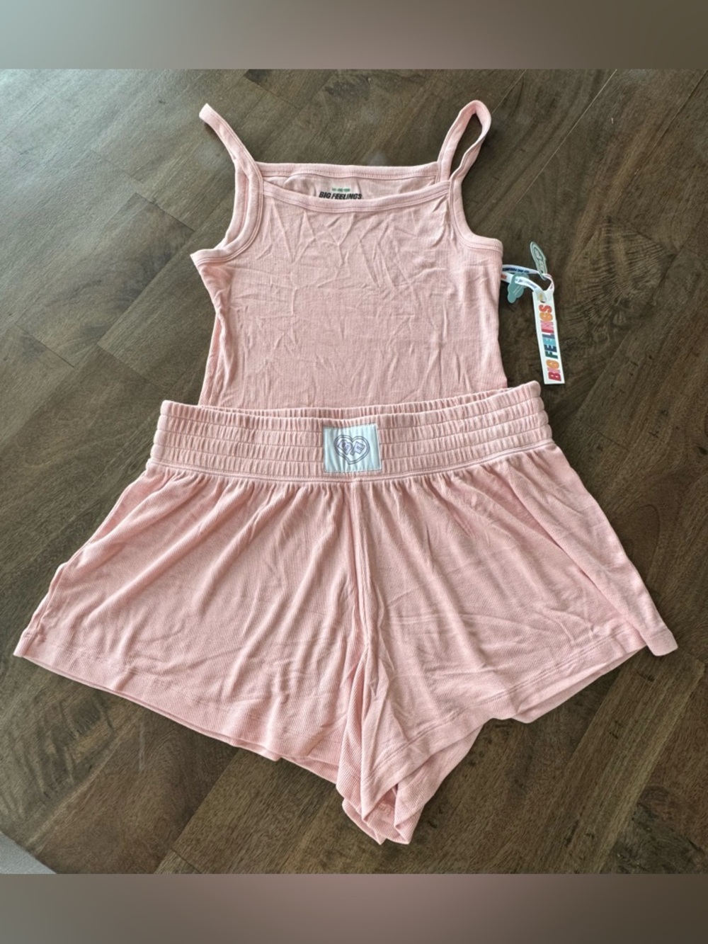 Alice + Olivia Light Pink Ribbed Tank & Short Set